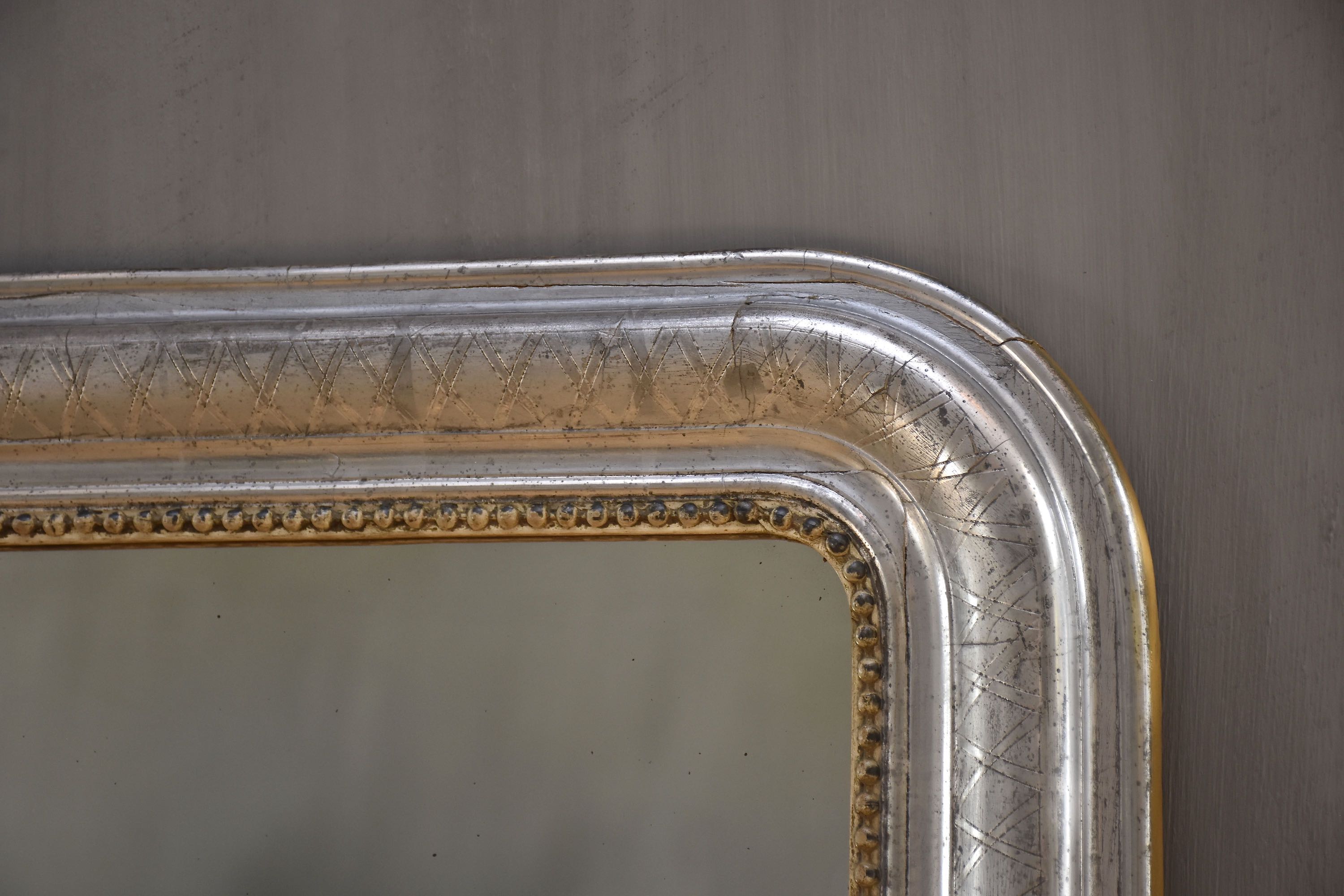 19th c. French silver leaf mirror Louis Philippe