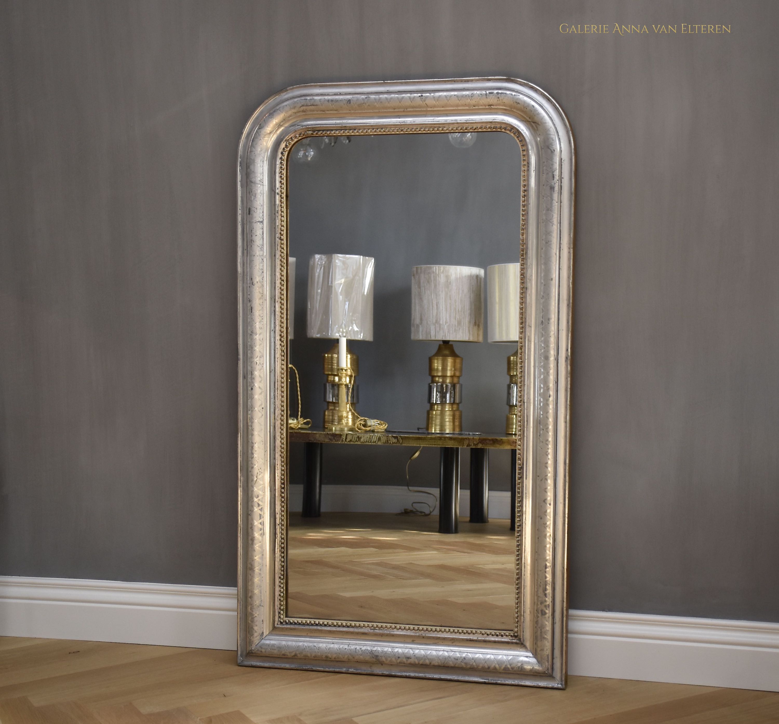 19th century French silver leaf mirror Louis-Philippe