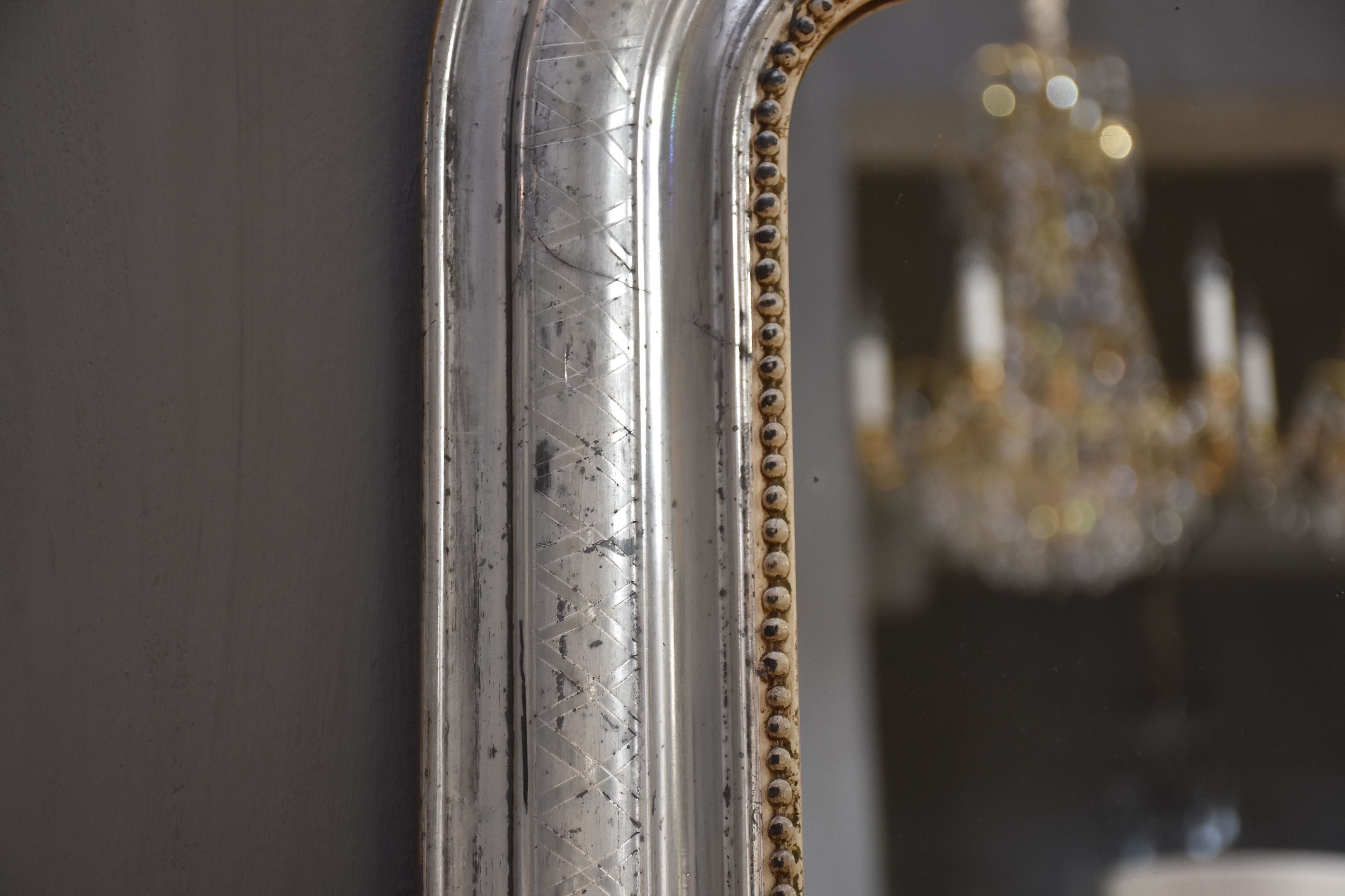 19th century French silver leaf mirror Louis-Philippe