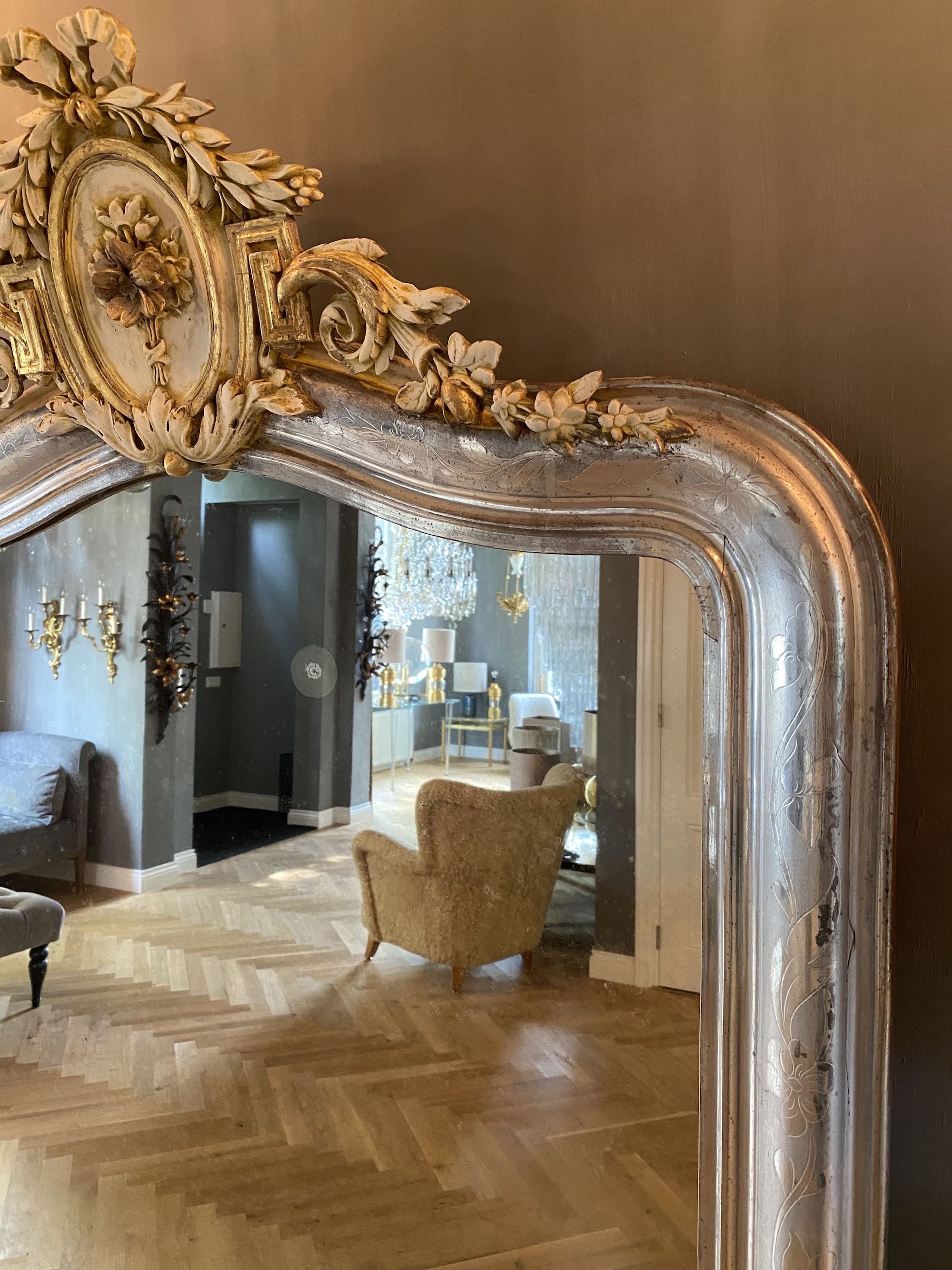 19th c. large French mirror Louis-Philippe