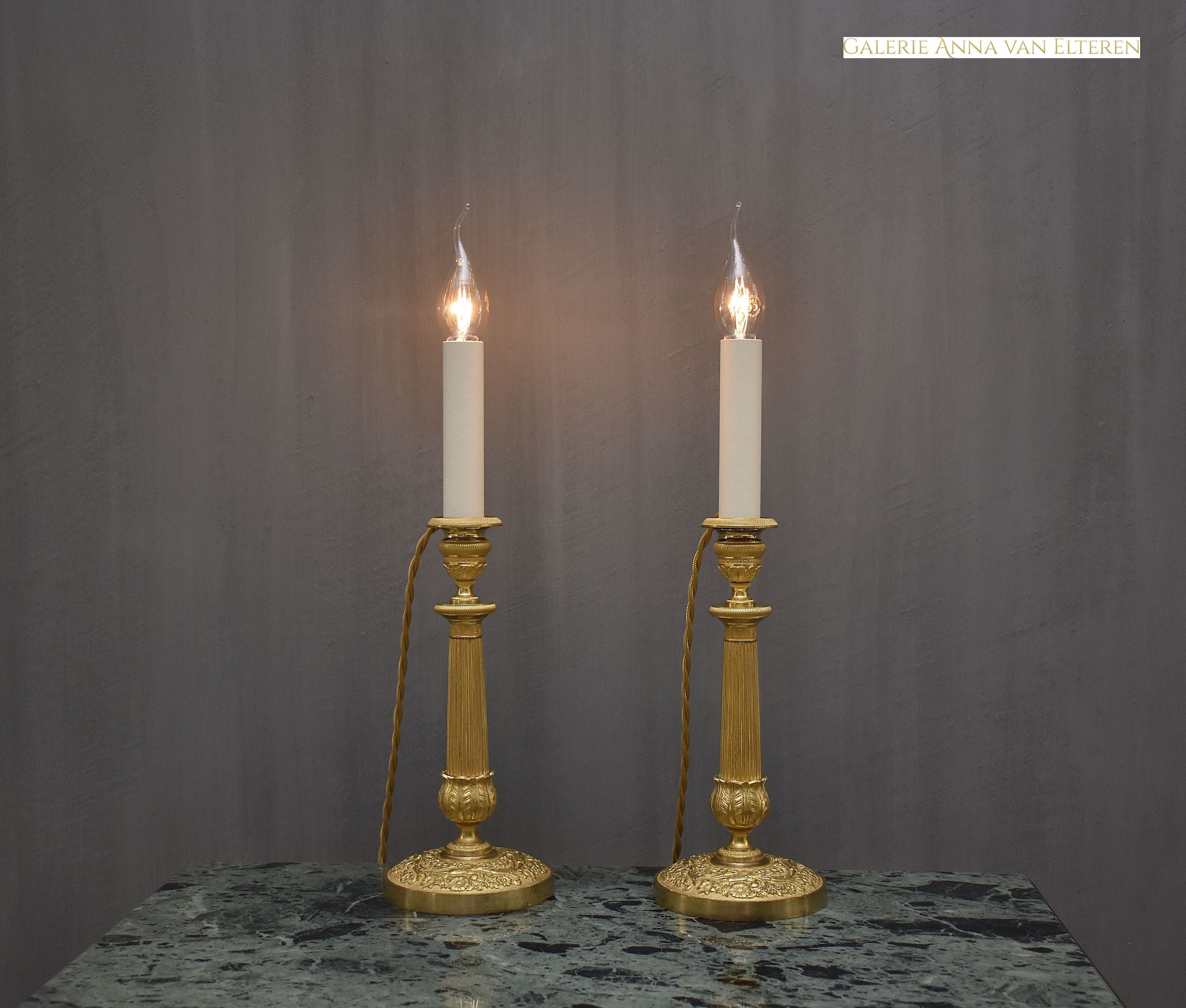 A pair of 19th c. gilt bronze candlesticks