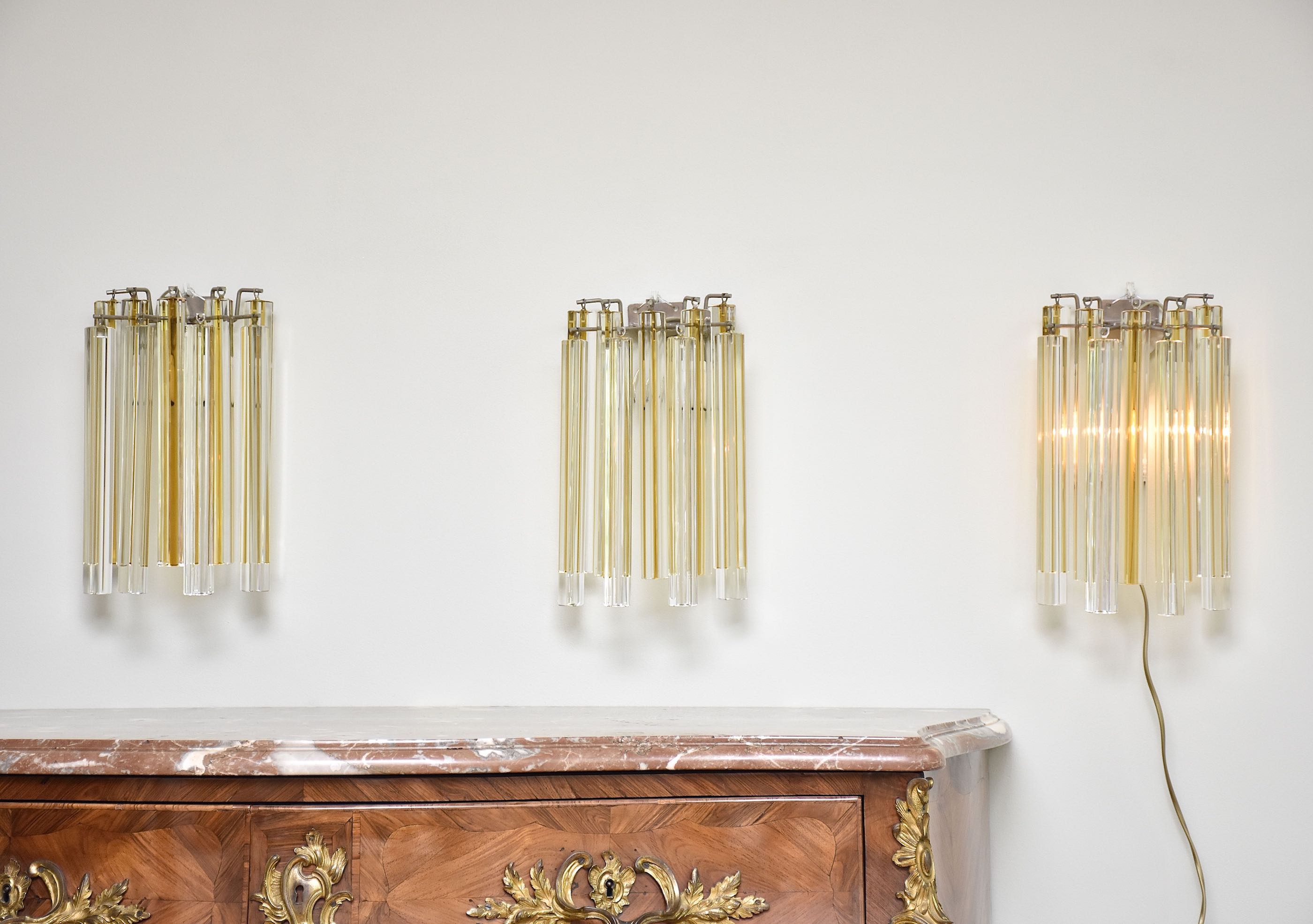 Mid-century Murano wall sconces by Venini- 3x available