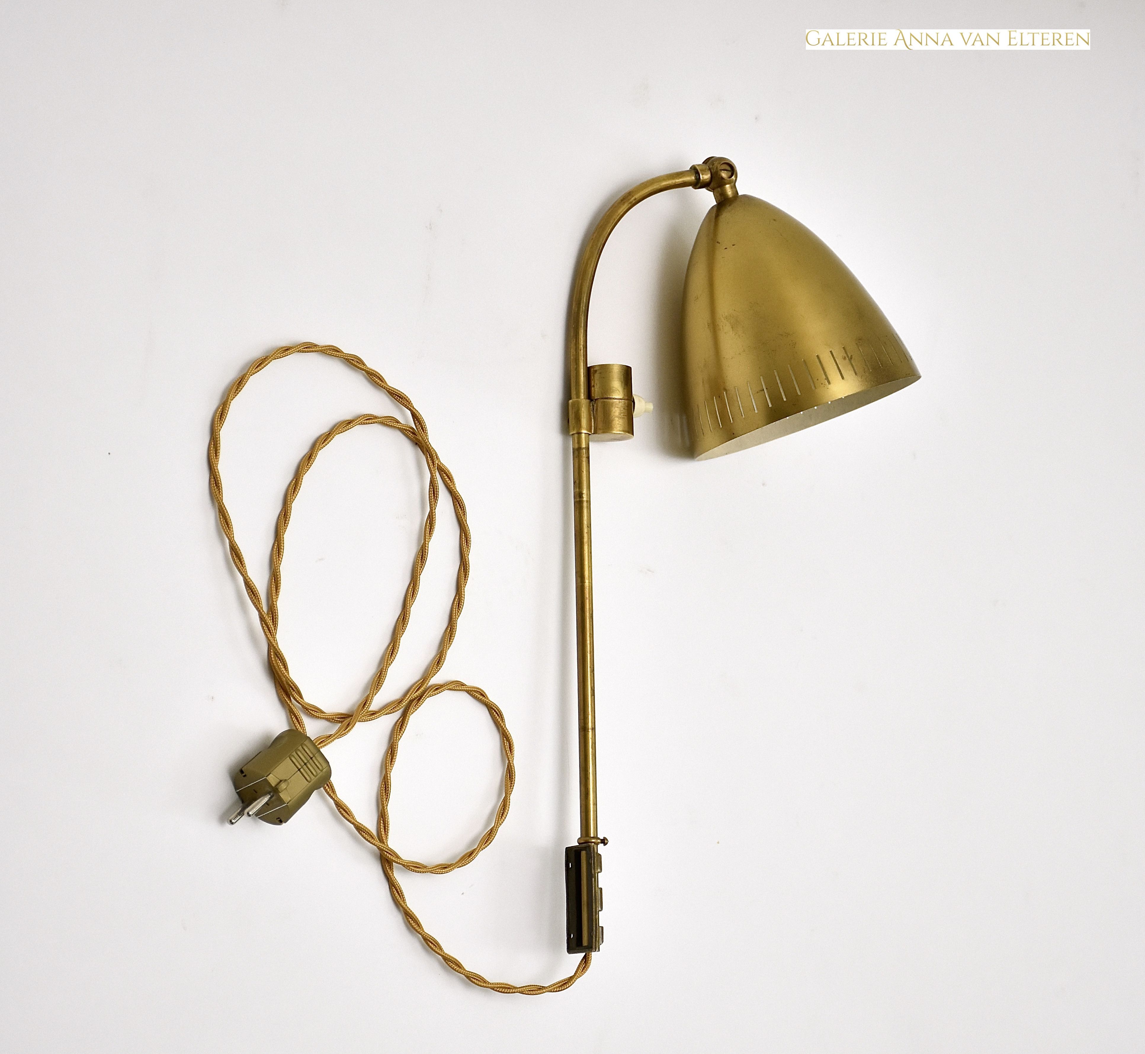 Mid-century Swedish brass wall lamp