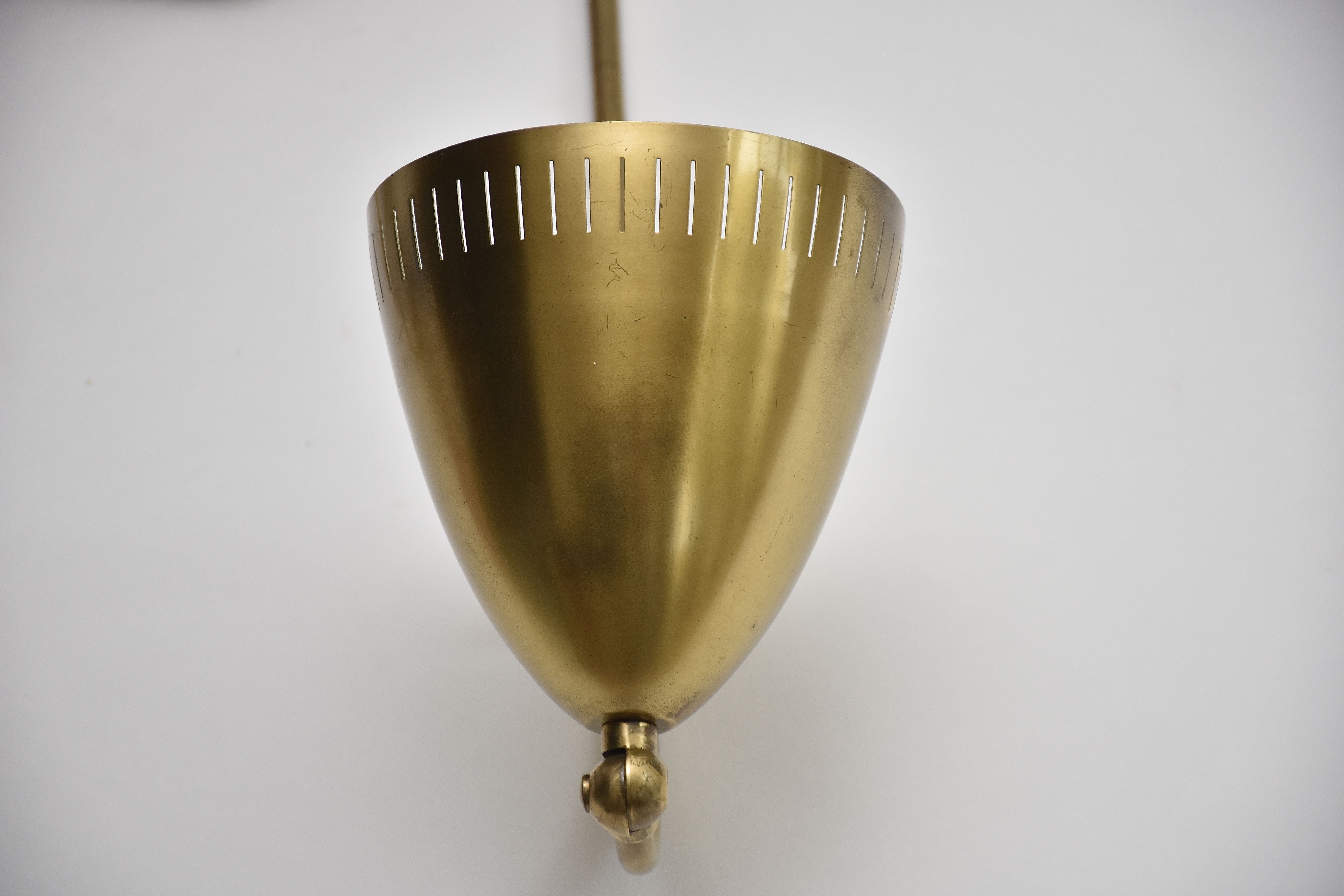 Mid-century Swedish brass wall lamp