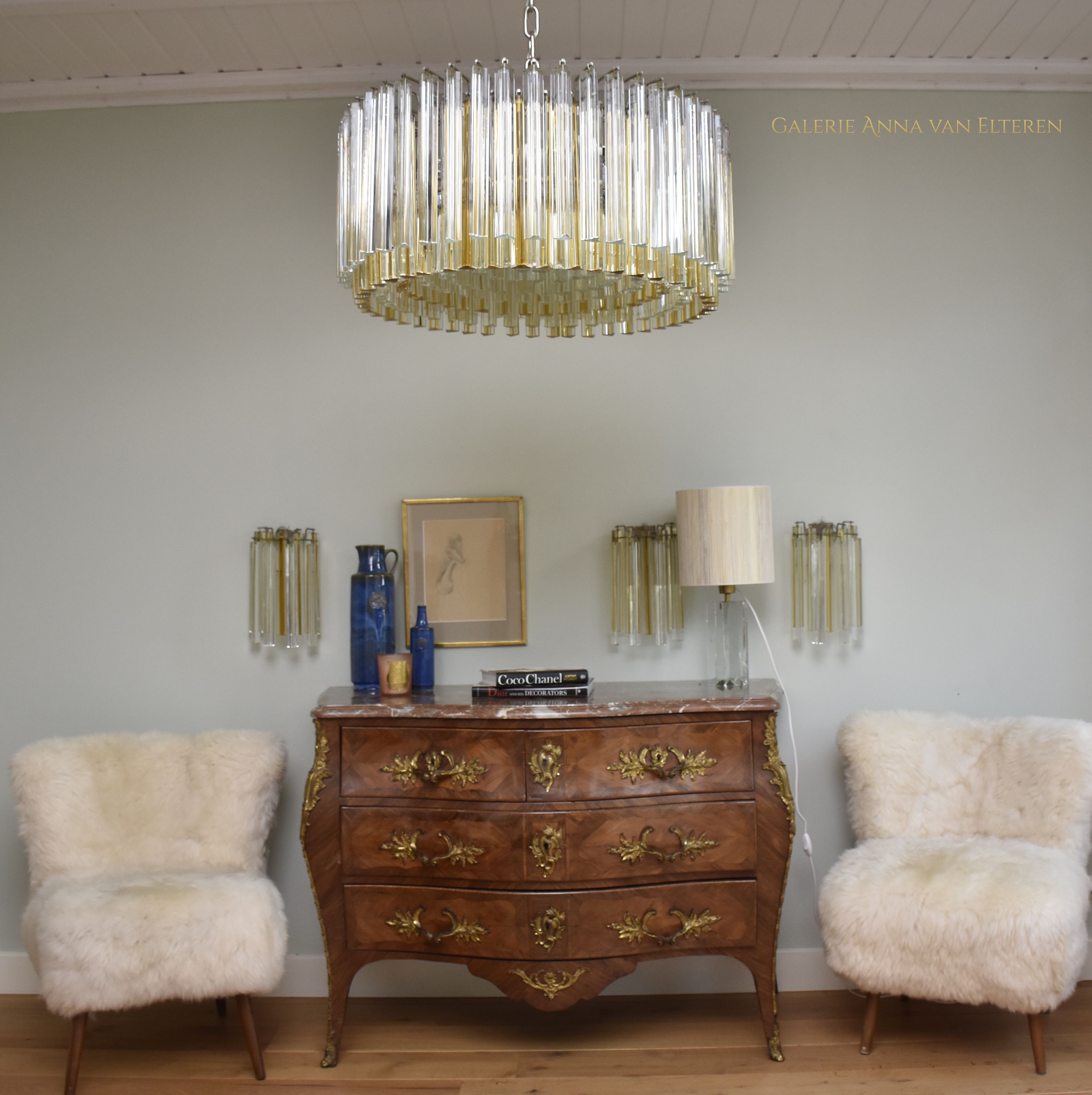 Unique mid-century large Venini Murano chandelier 'Trilobo'