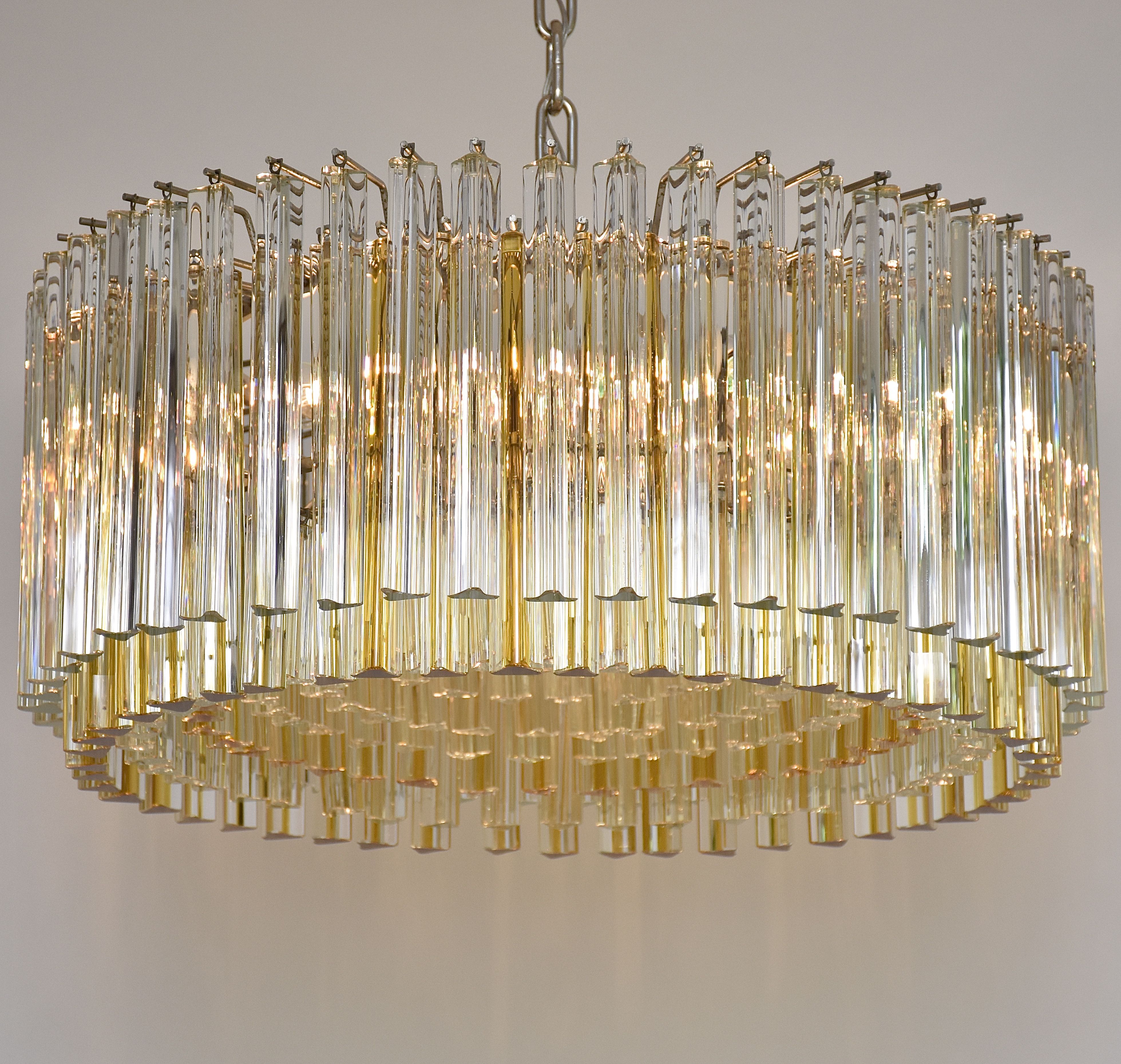 Unique mid-century large Venini Murano chandelier 'Trilobo'