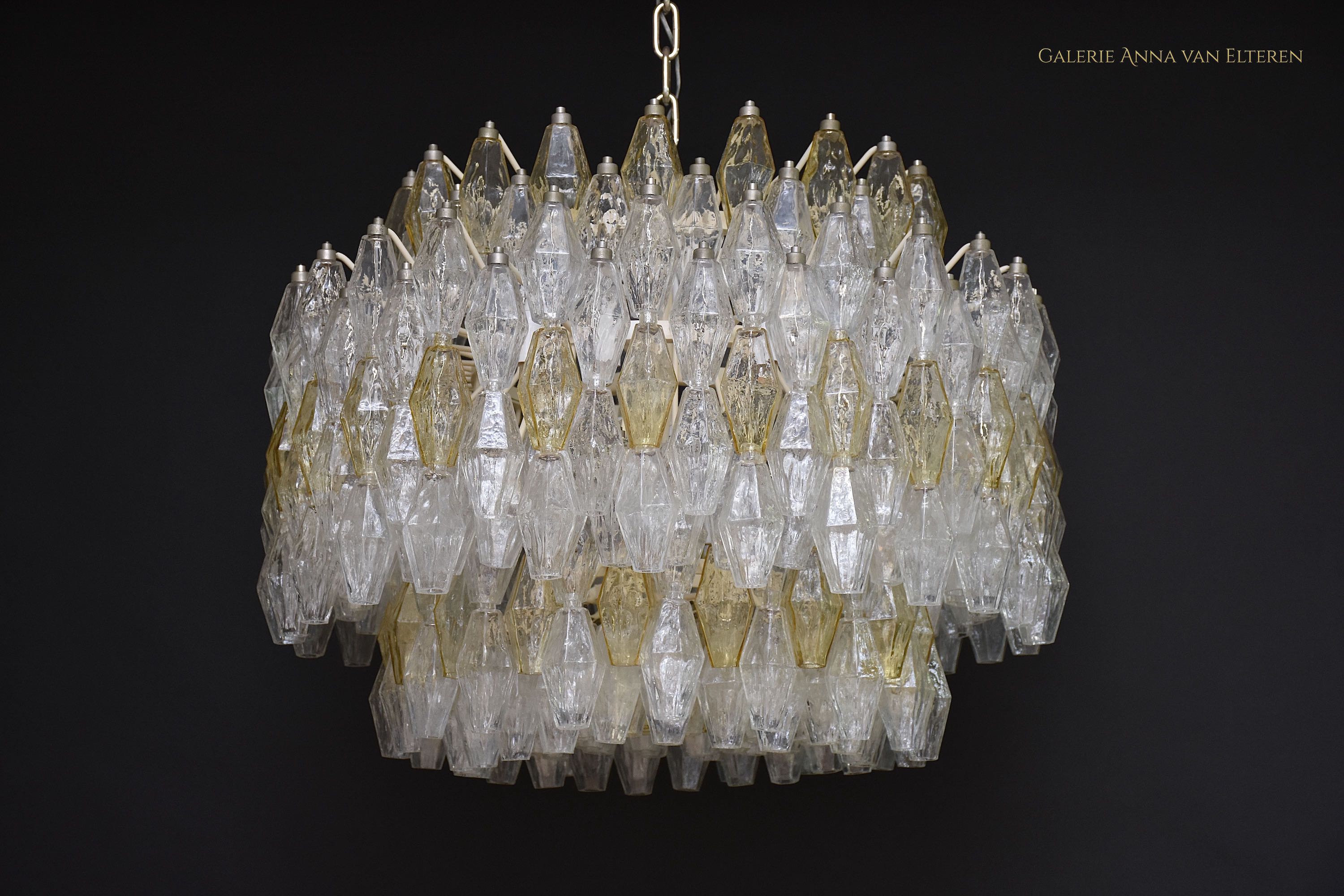Large mid-century Murano chandelier 'Poliedri' by Carlo Scarpa for Venini