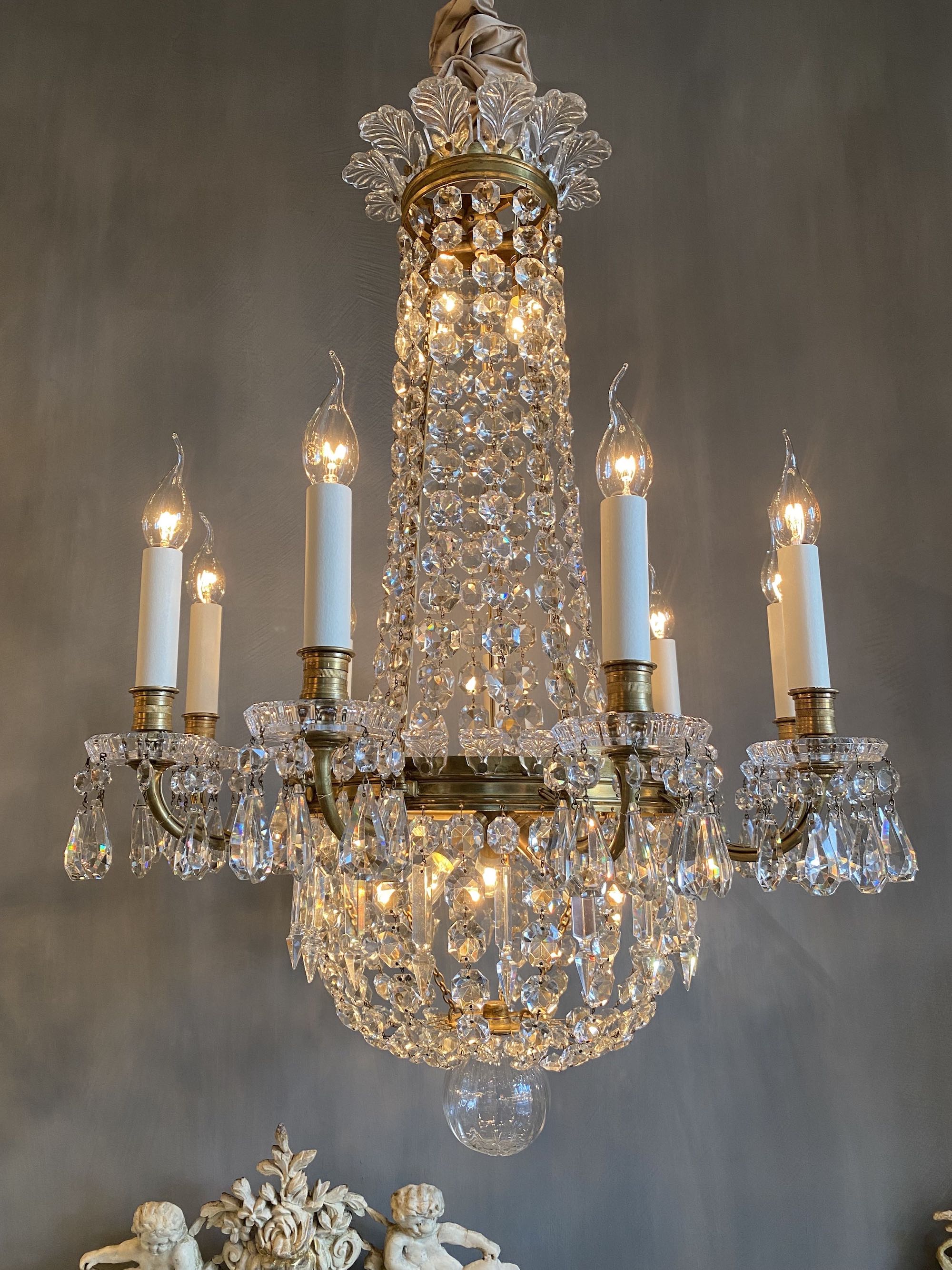 Antique French gilt bronze Baccarat chandelier