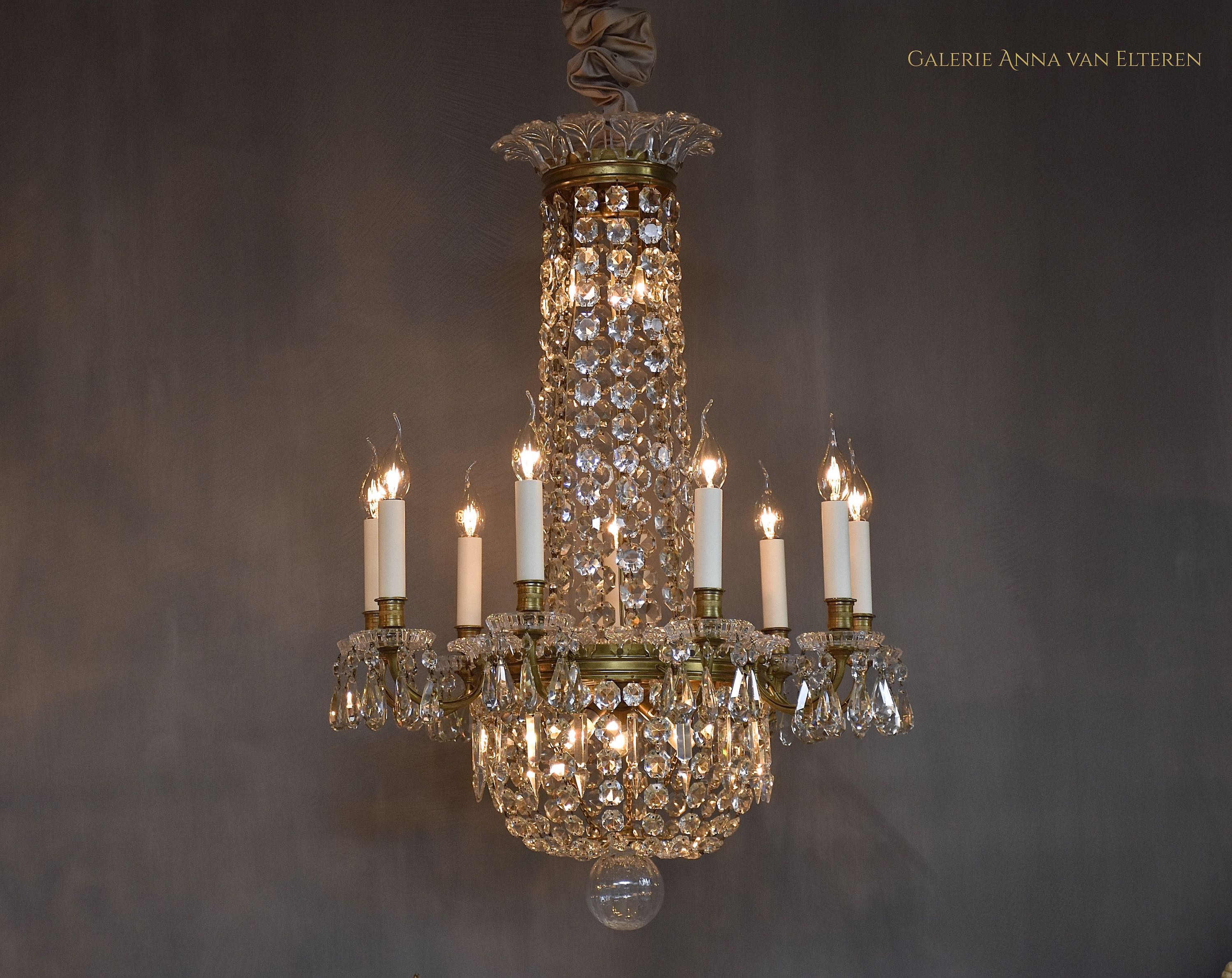 Antique French gilt bronze Baccarat chandelier