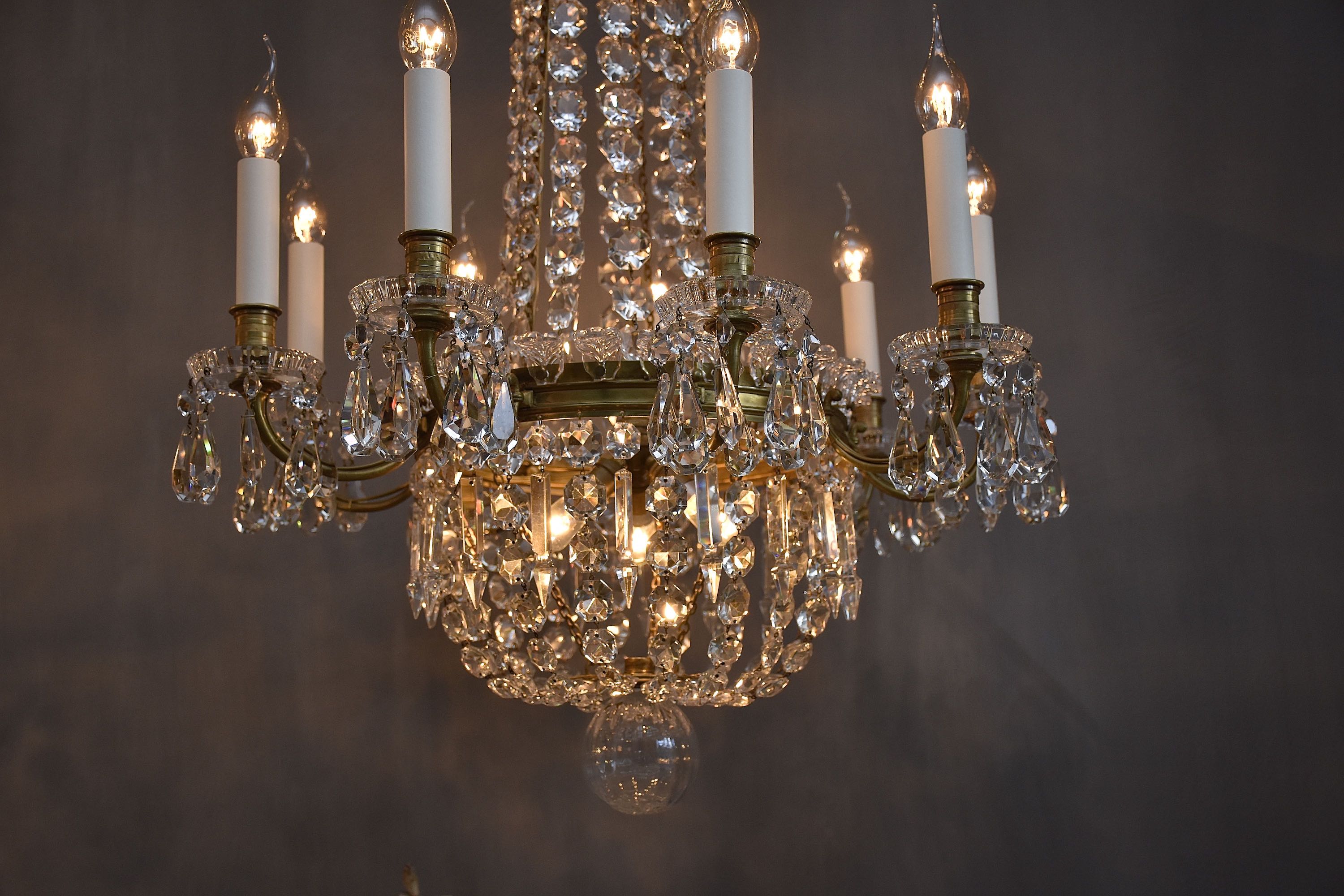 Antique French gilt bronze Baccarat chandelier