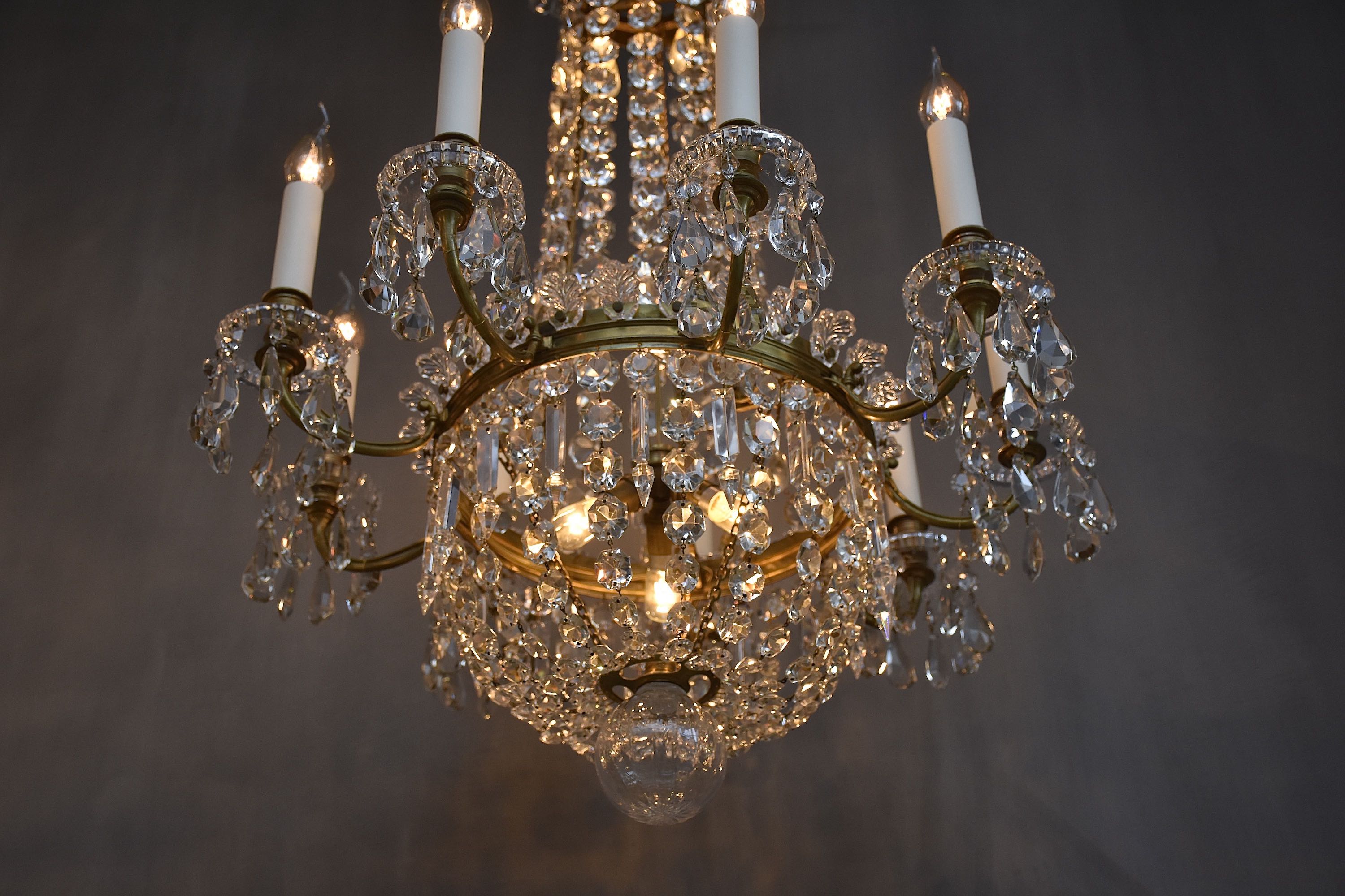 Antique French gilt bronze Baccarat chandelier