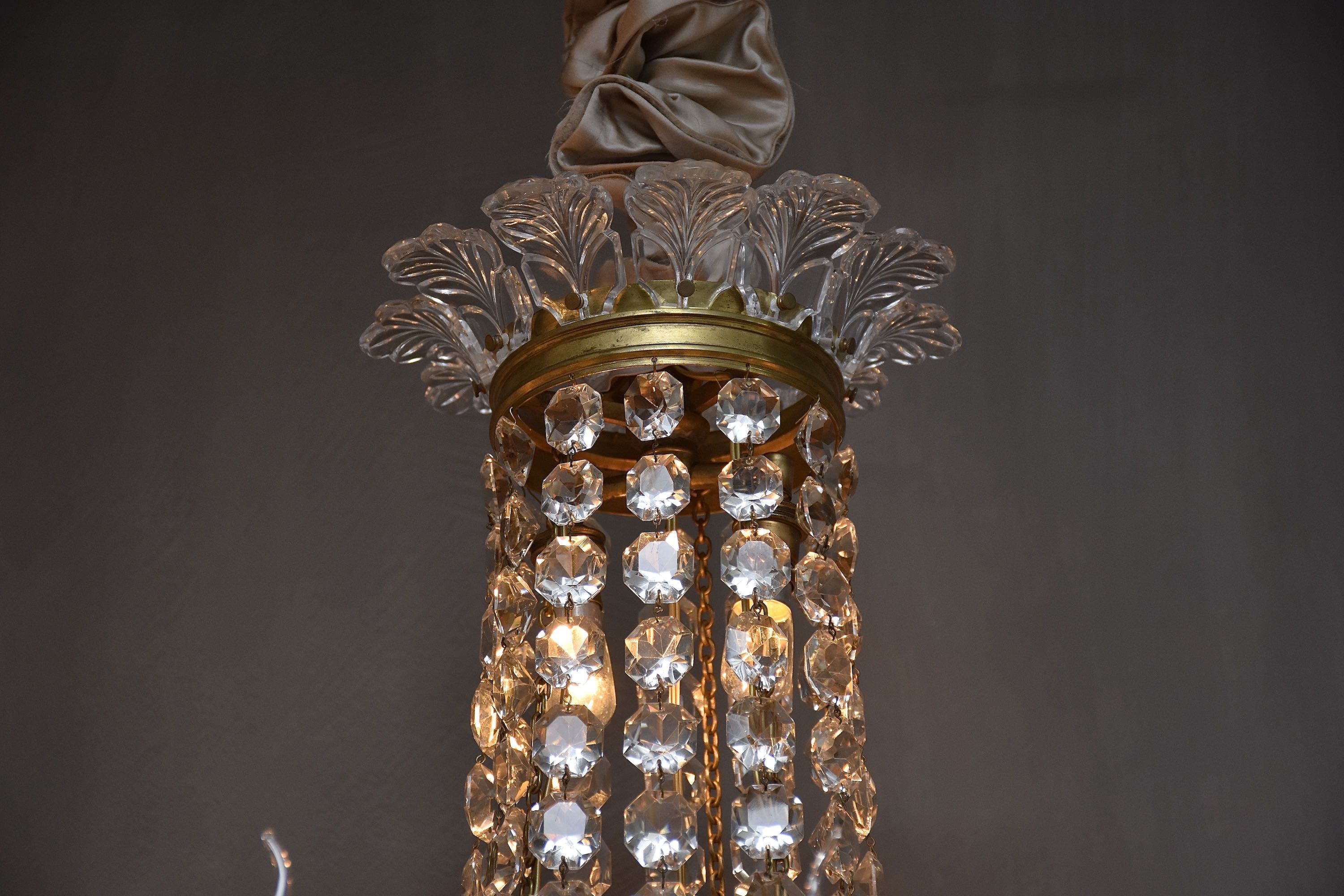 Antique French gilt bronze Baccarat chandelier