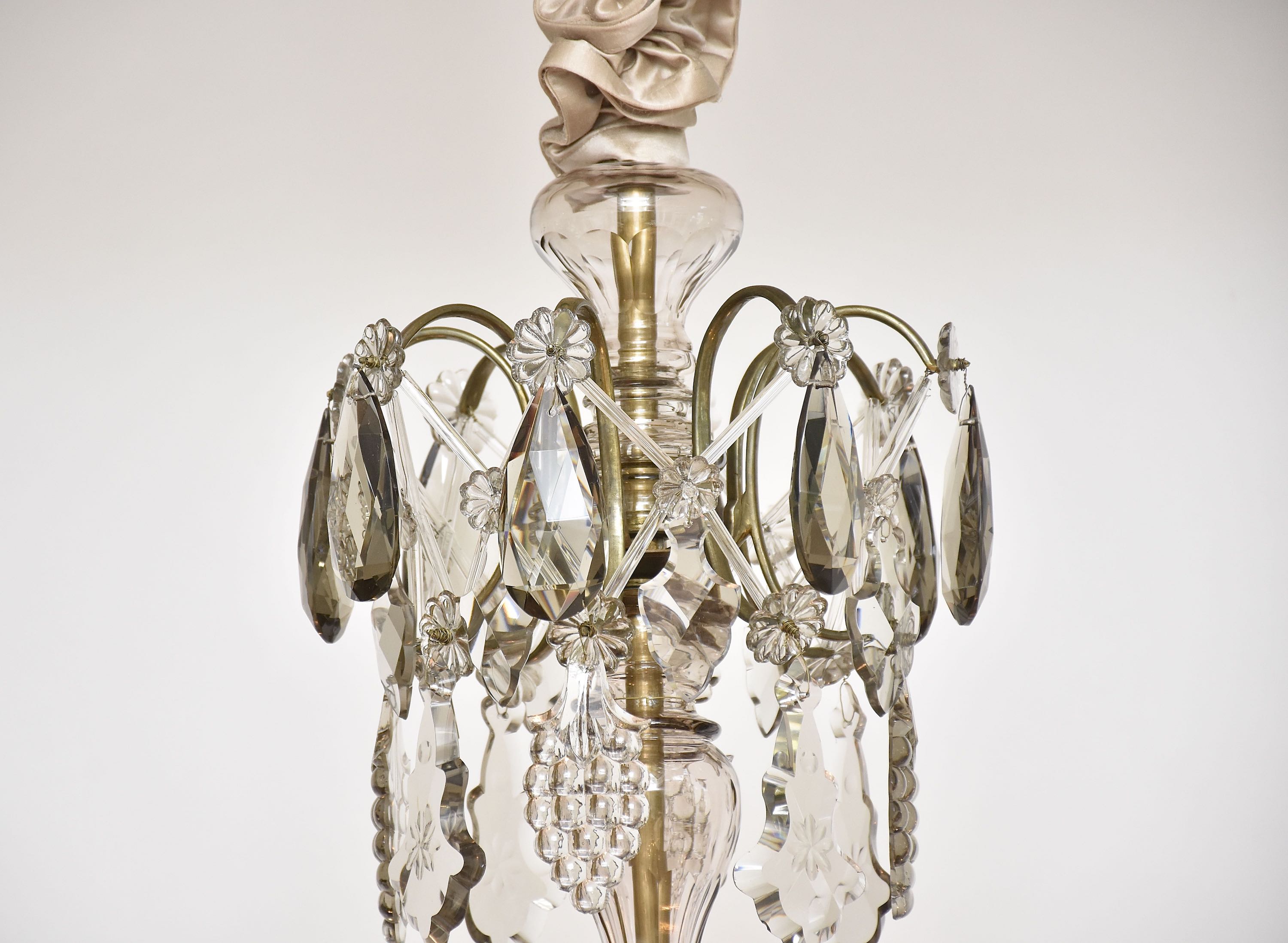 Rococo style crystal chandelier with soft coloured crystals