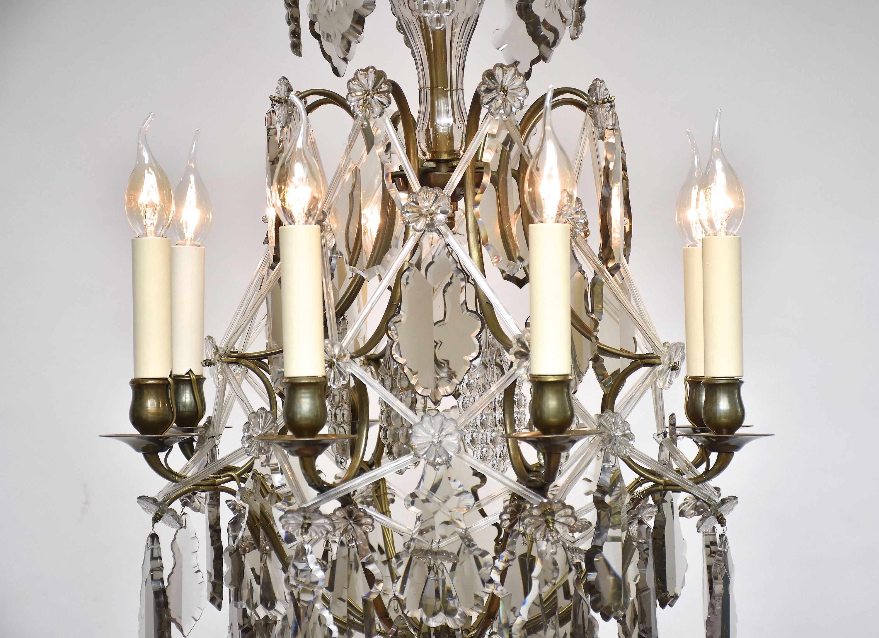 Rococo style crystal chandelier with soft coloured crystals