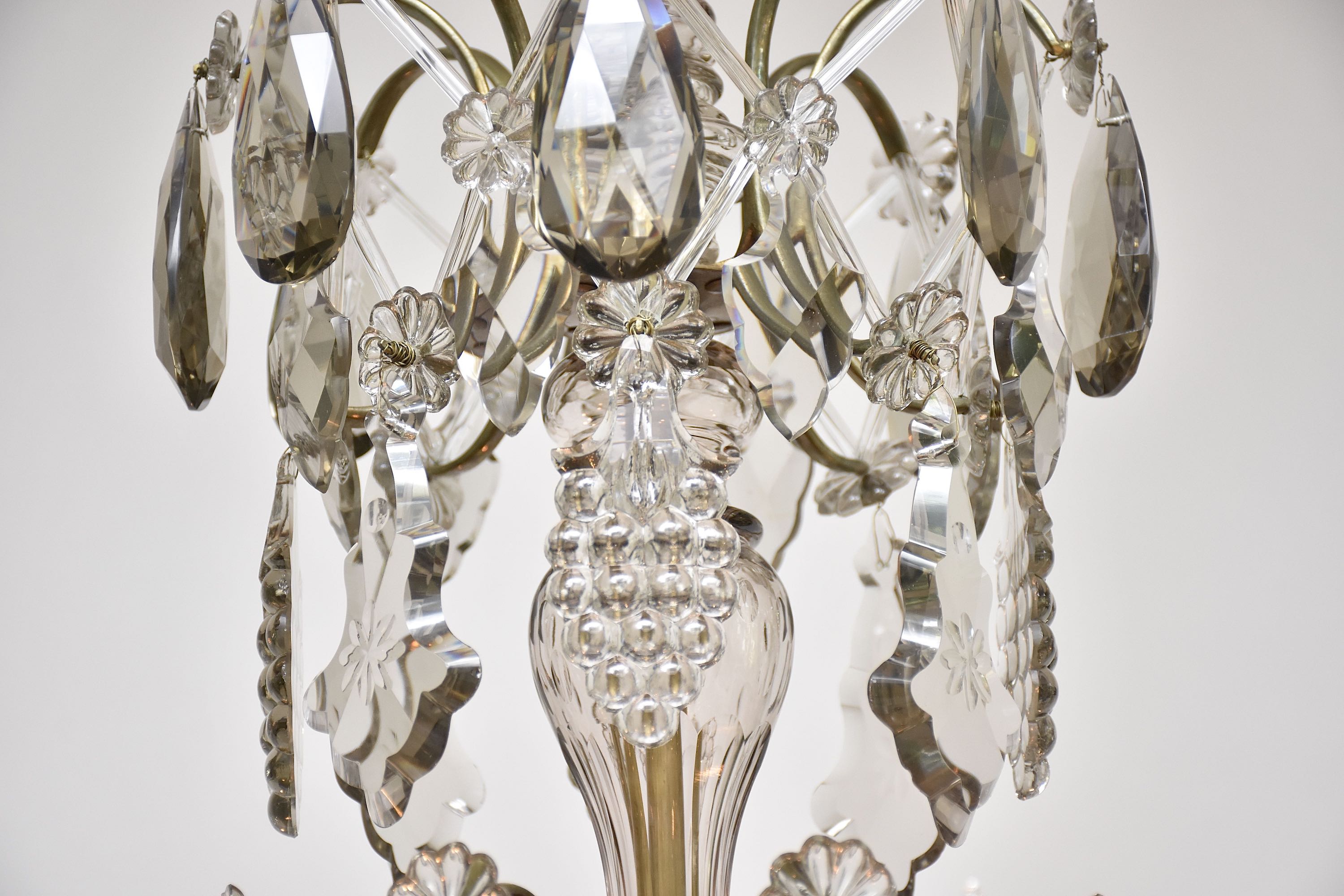 Rococo style crystal chandelier with soft coloured crystals