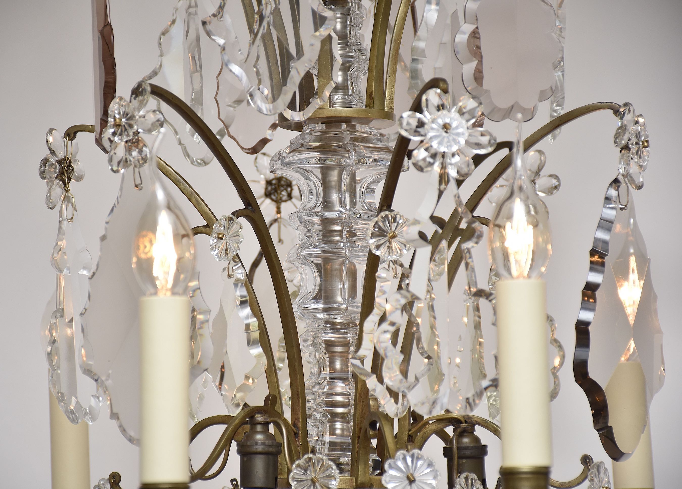 French bronze & crystal chandelier