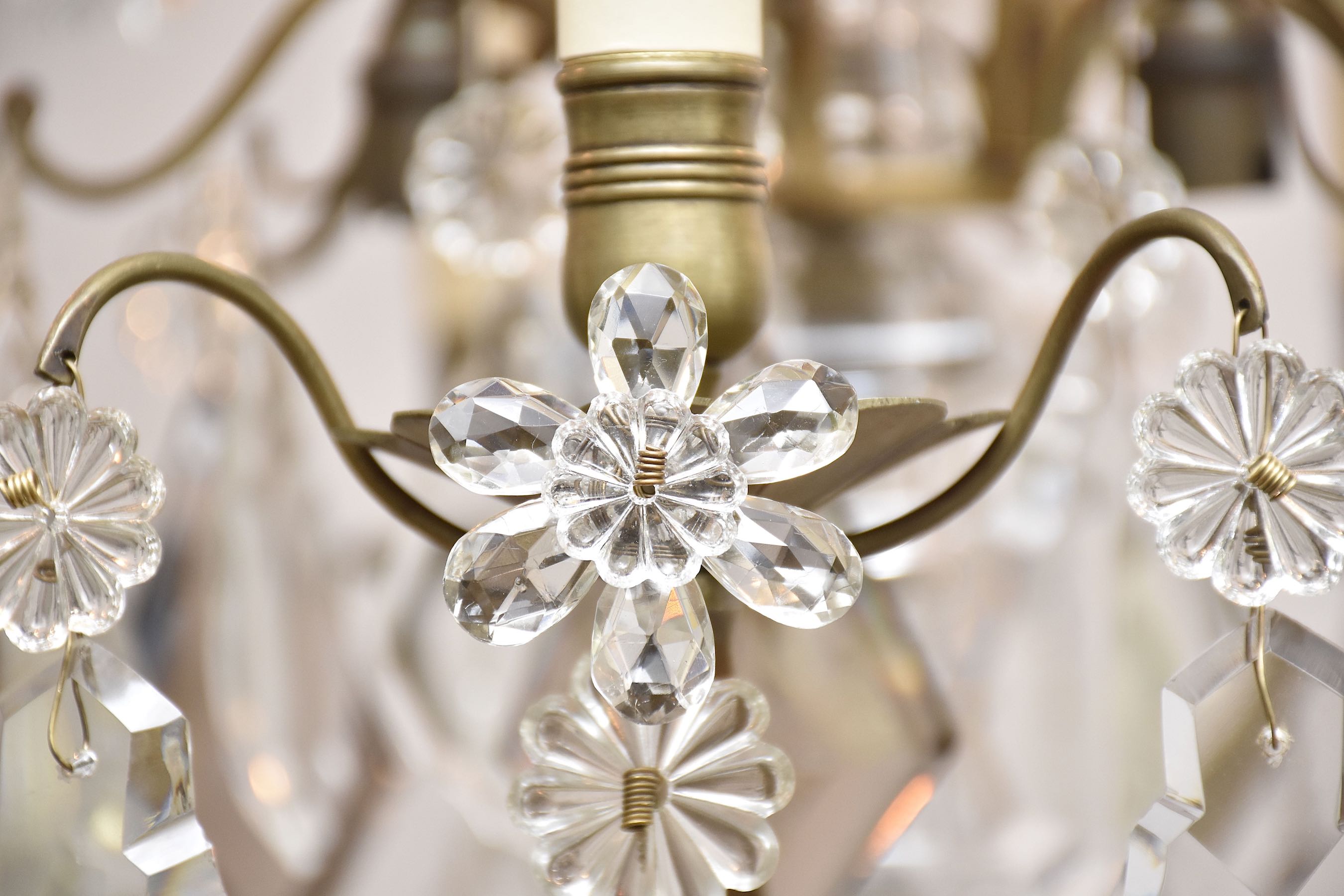 French bronze & crystal chandelier