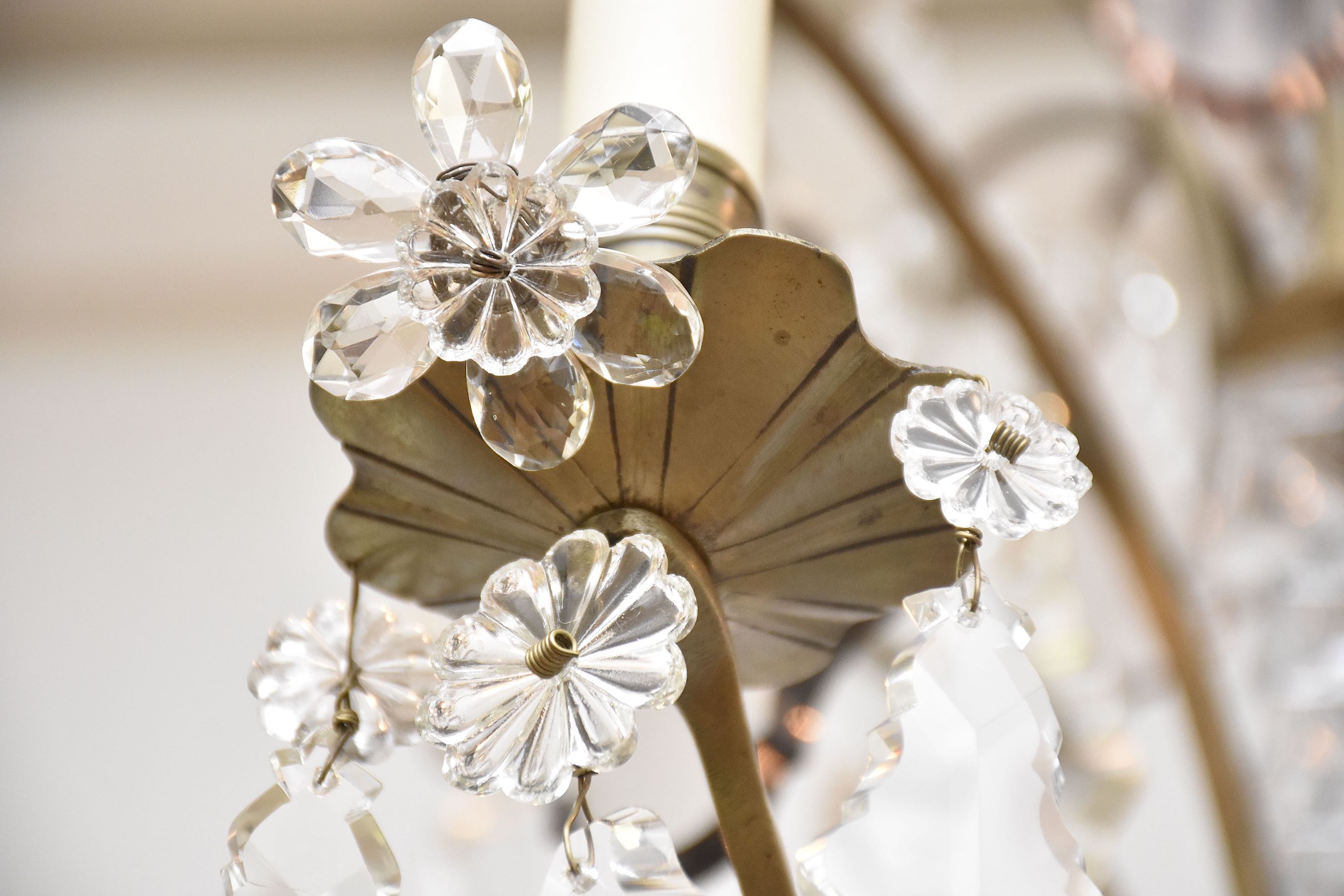 French bronze & crystal chandelier