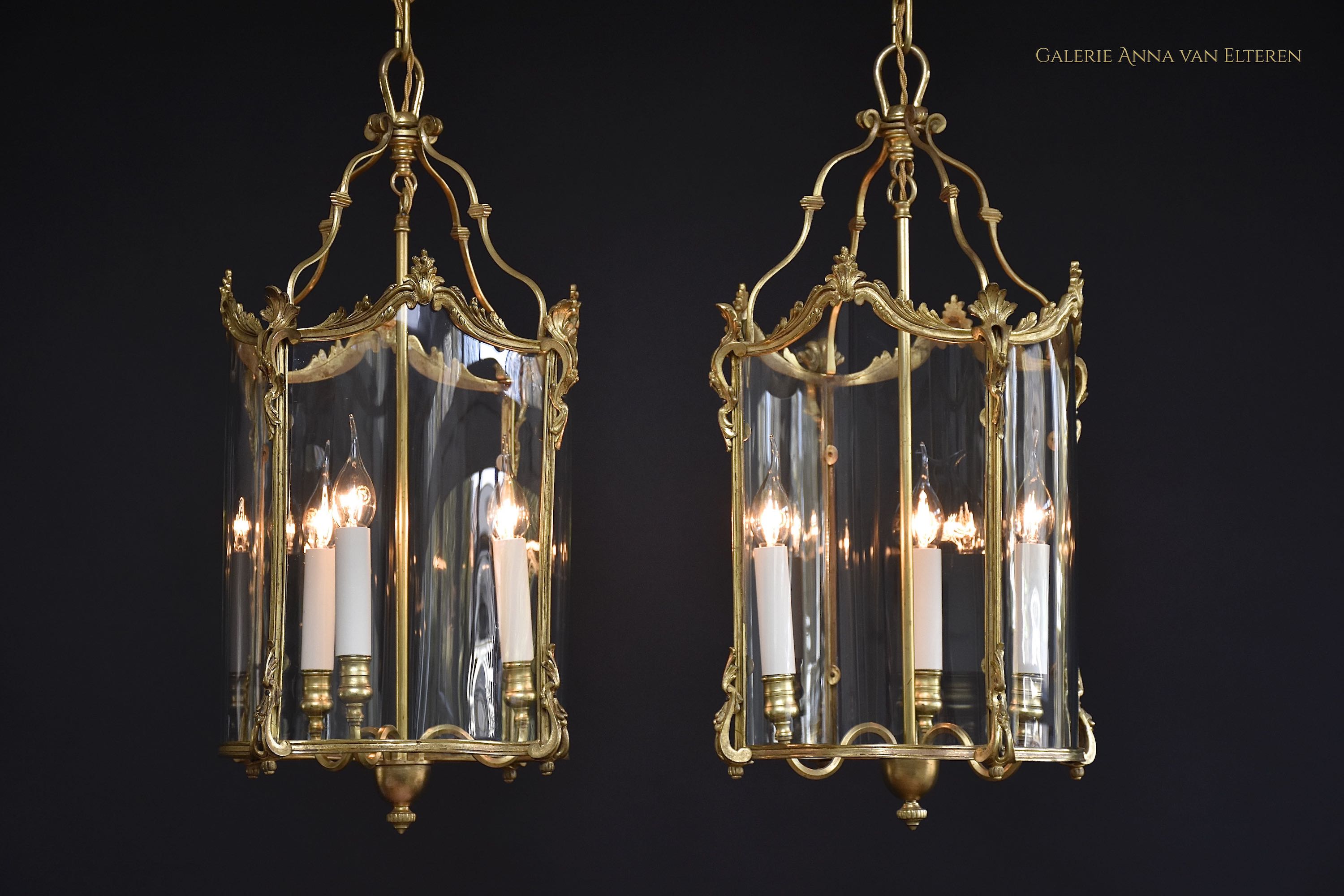 A pair of late 19th c. French gilt bronze lanterns