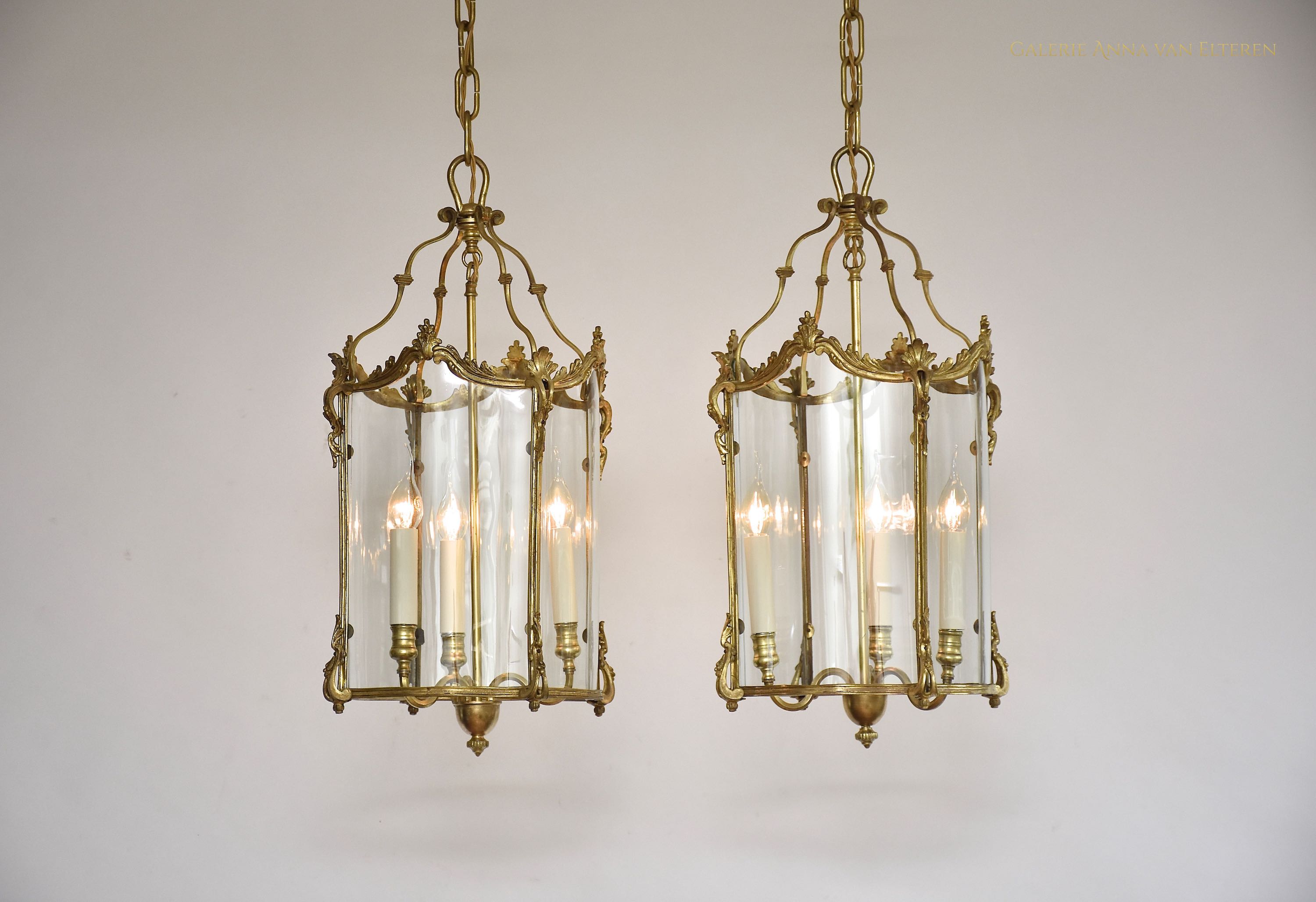 A pair of late 19th c. French gilt bronze lanterns