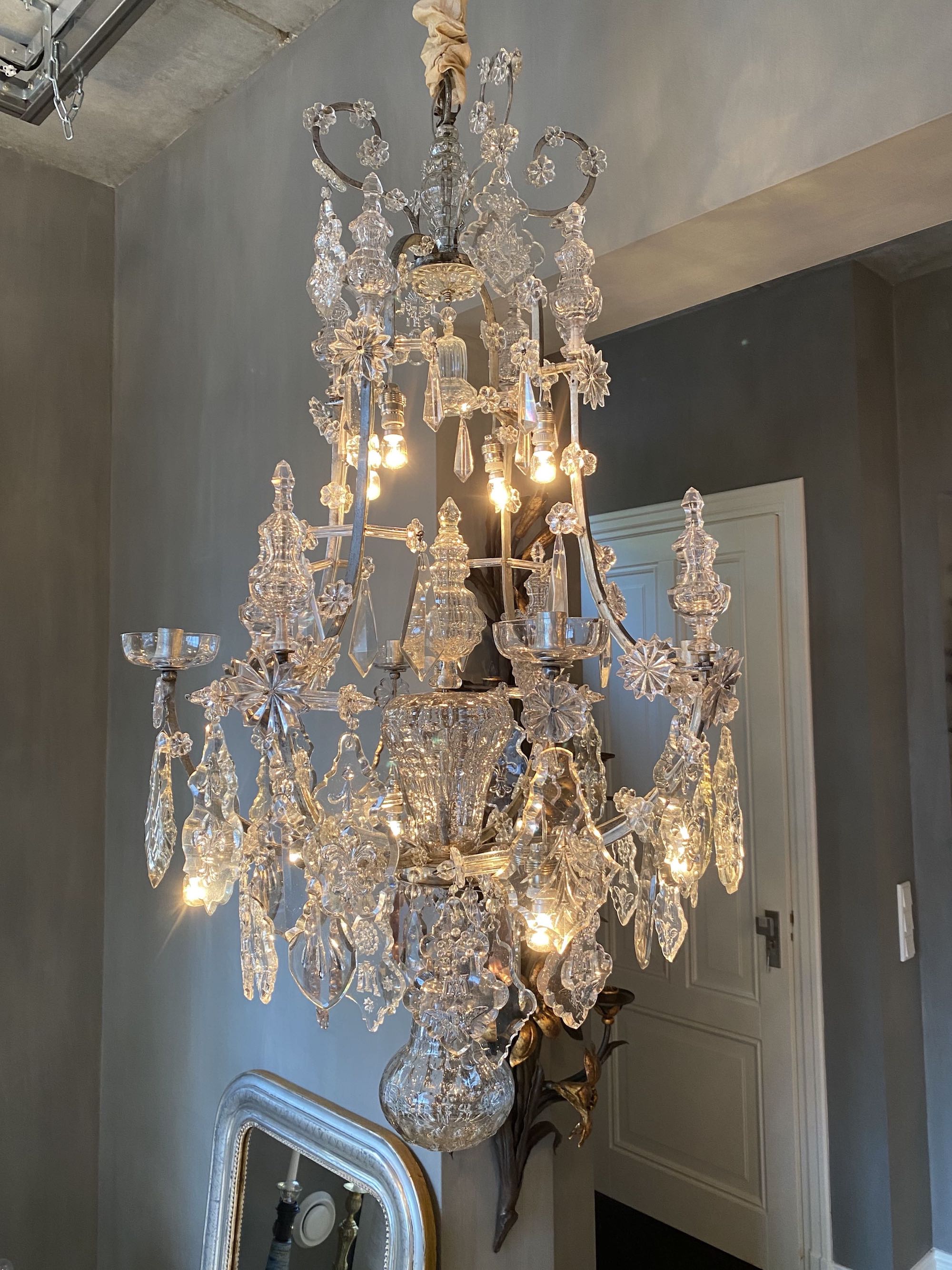 Antique cage chandelier in style of Karl VI