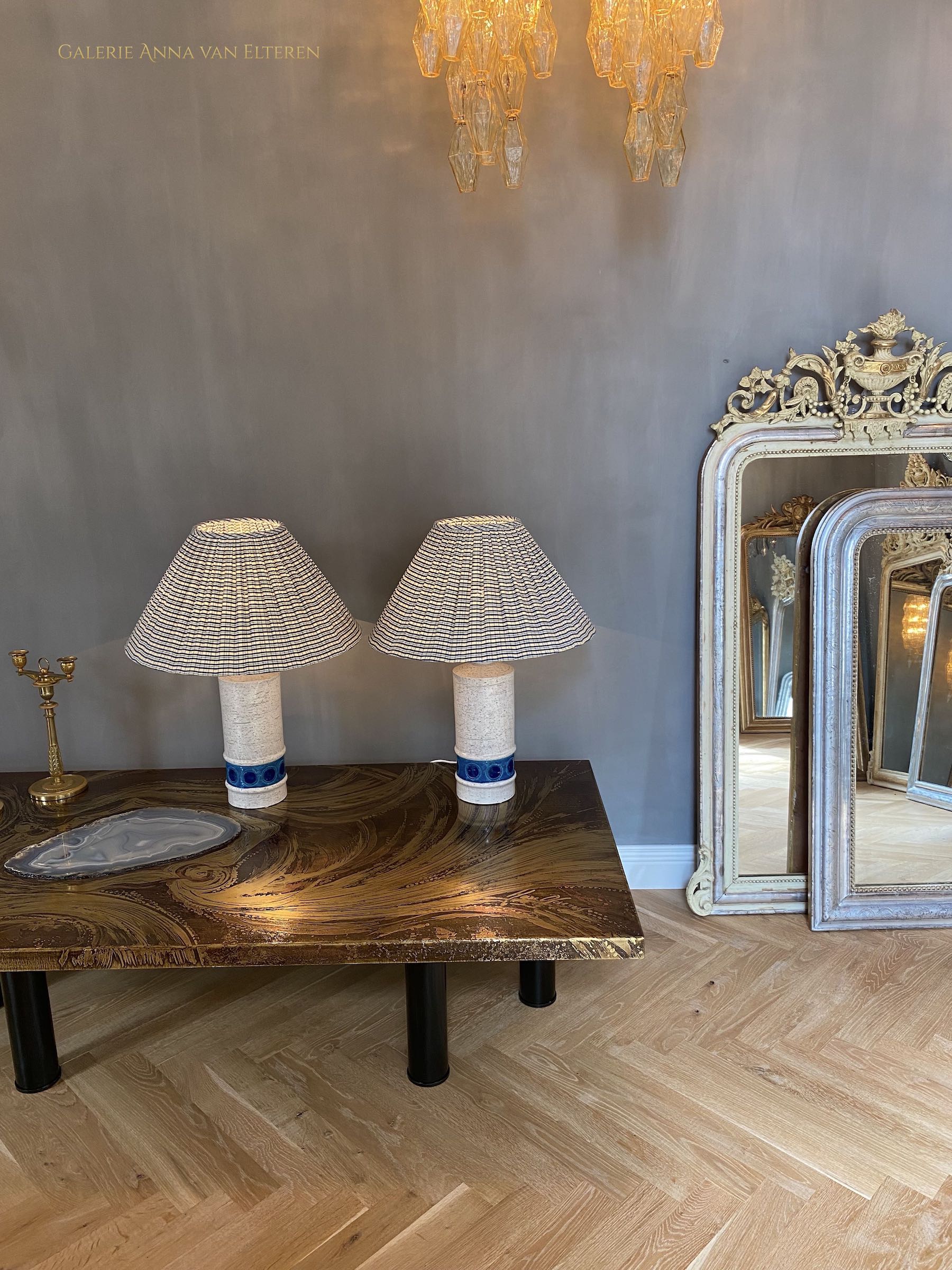 A pair of mid-century ceramic table lamps by Bitossi Italy