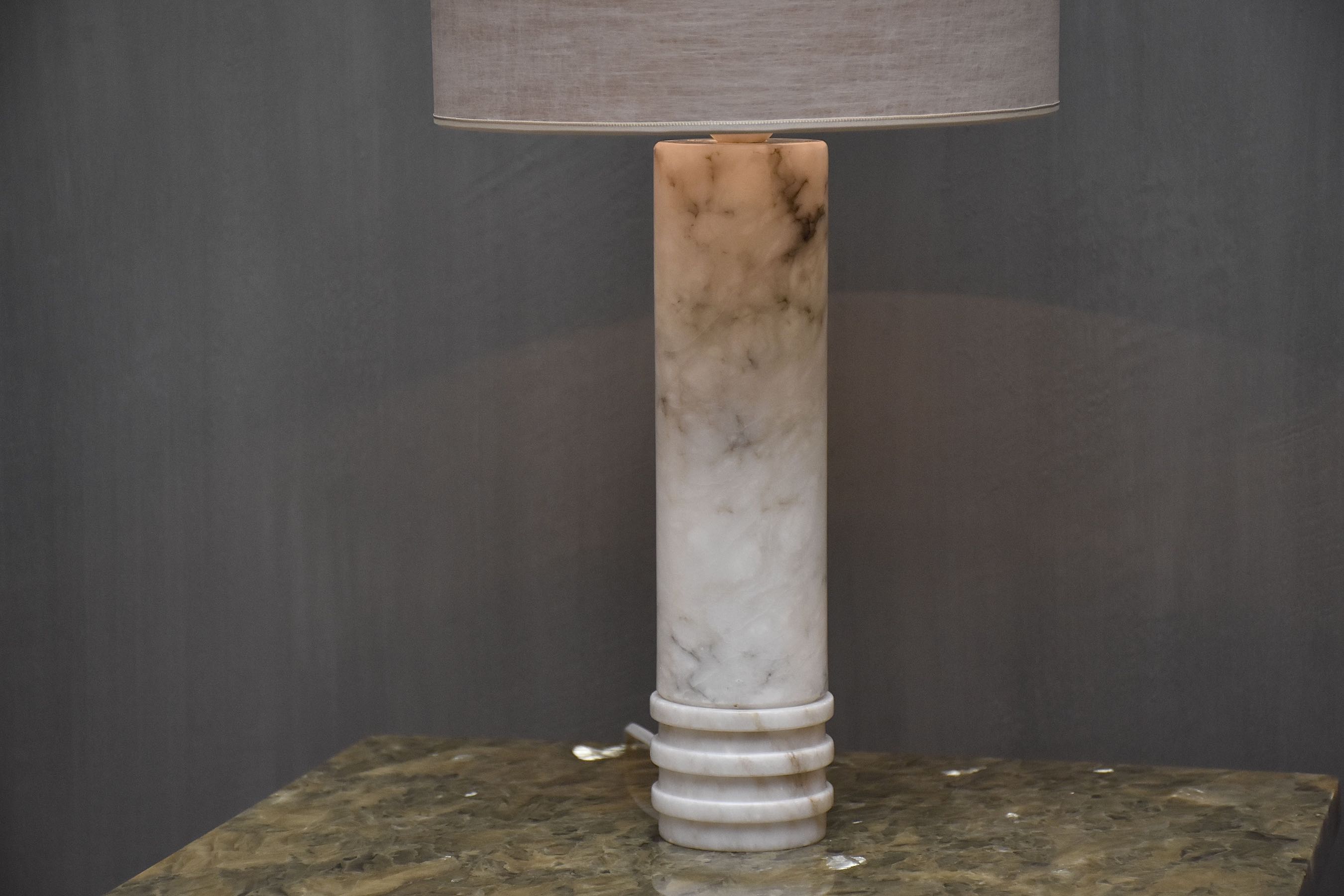 Mid-century pair Swedish  table lamps in carrara marble