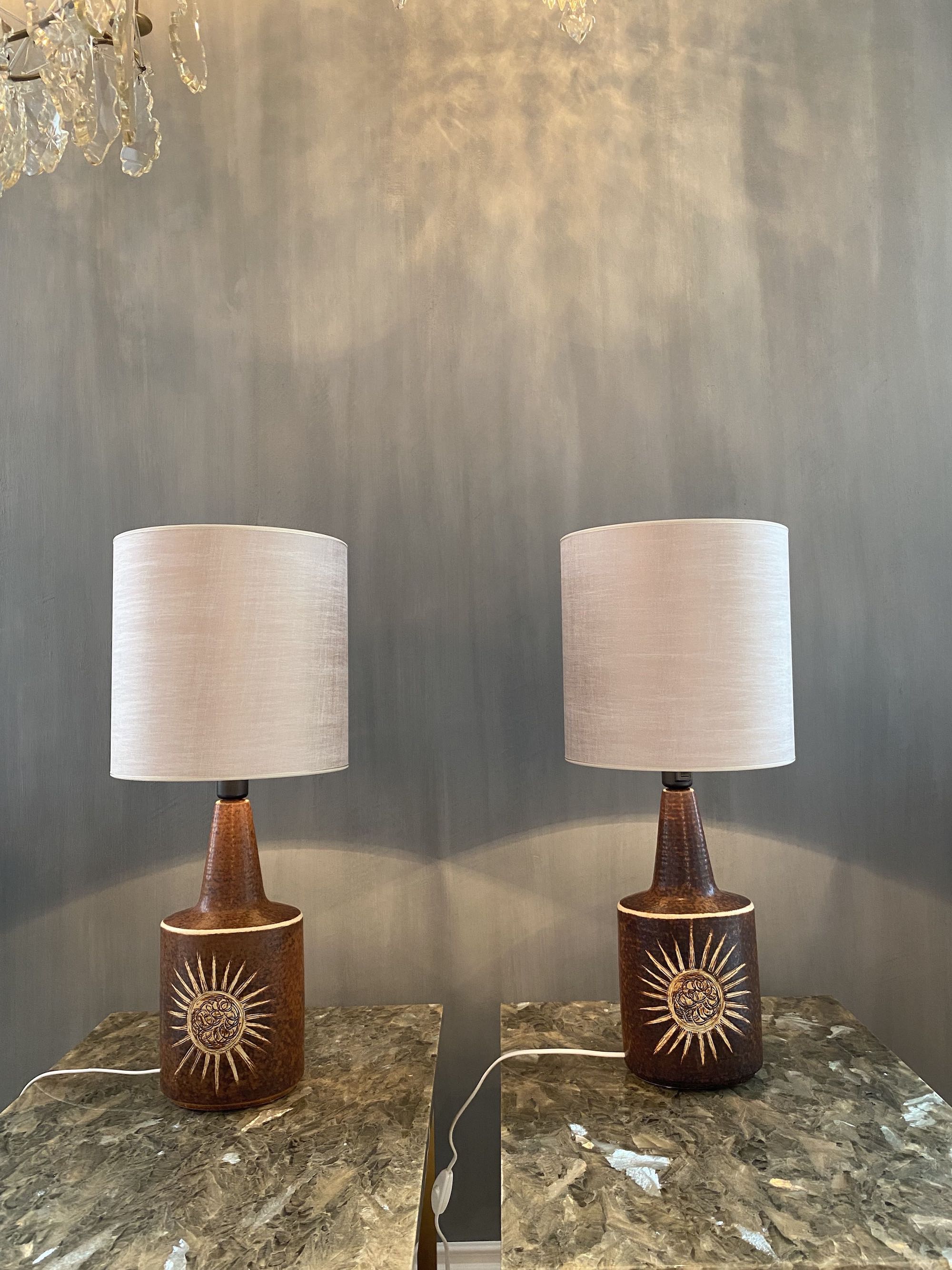 Pair of Scandinavian modern ceramic table lamps by Soholm, Denmark